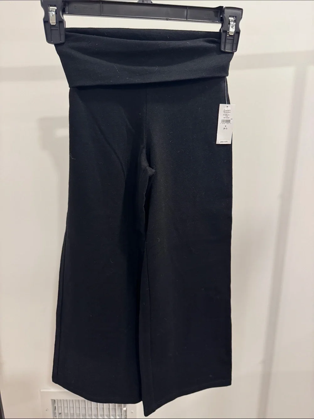 GAP Black Fold-Over Waist Wide-Leg Kids Leggings